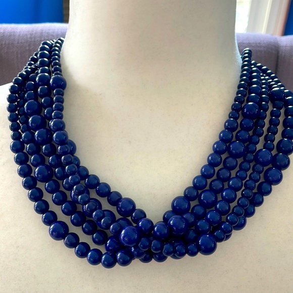 Navy Blue Beaded Necklace - Picture 1 of 3
